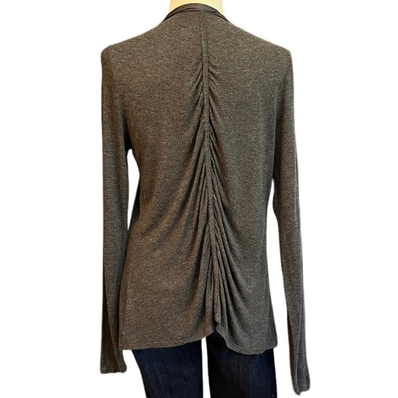 A Pea In The Pod Silk Trim Cardigan Charcoal Gray Medium - Picture 3 of 6